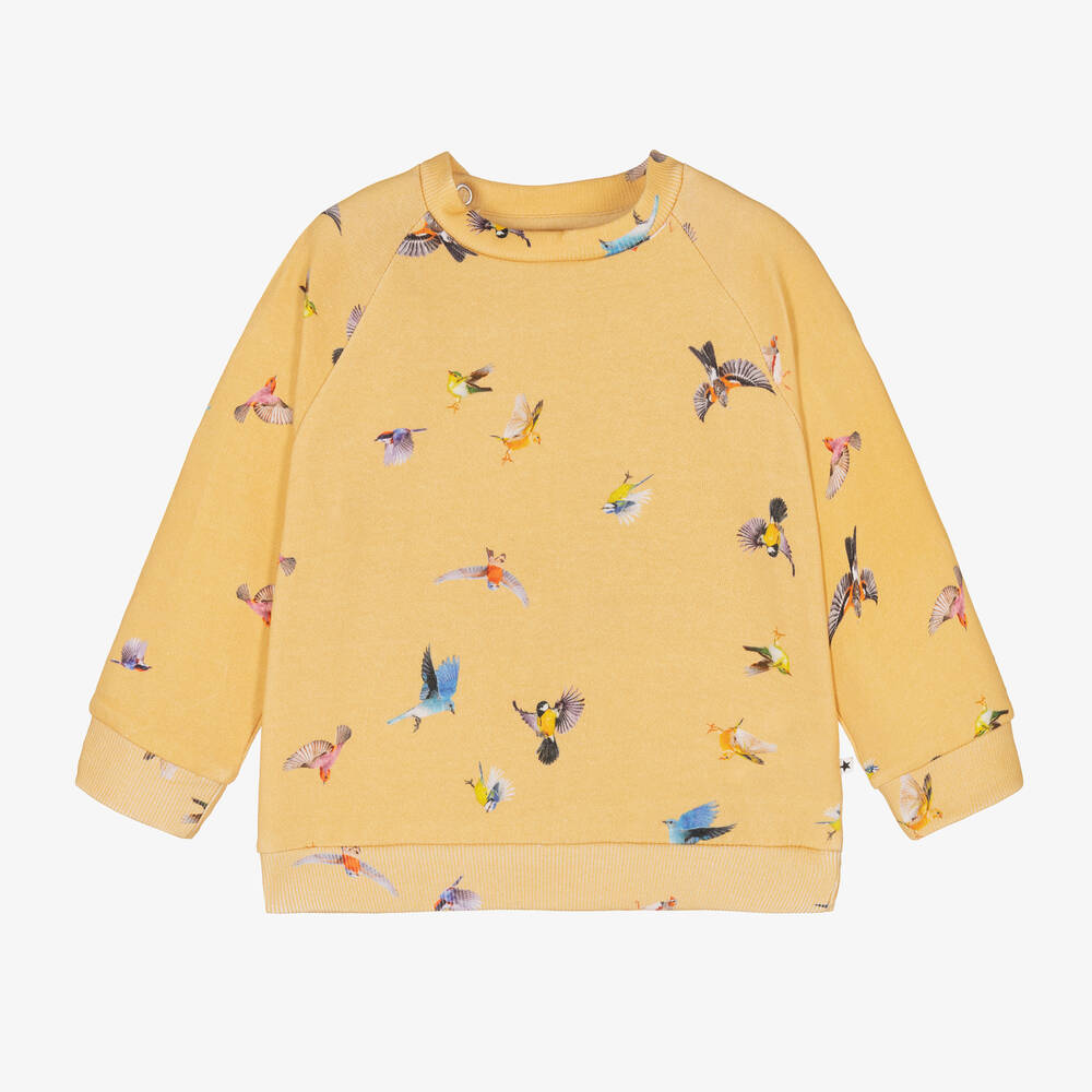 Molo - Gelbes Baumwoll-Sweatshirt mit Vögeln | Childrensalon
