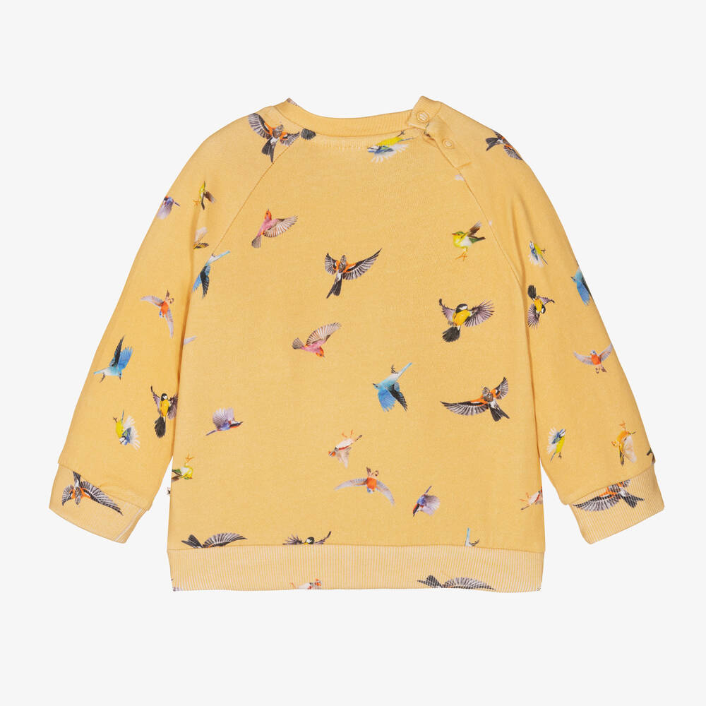Molo-Yellow Birds Cotton Sweatshirt | Childrensalon Outlet