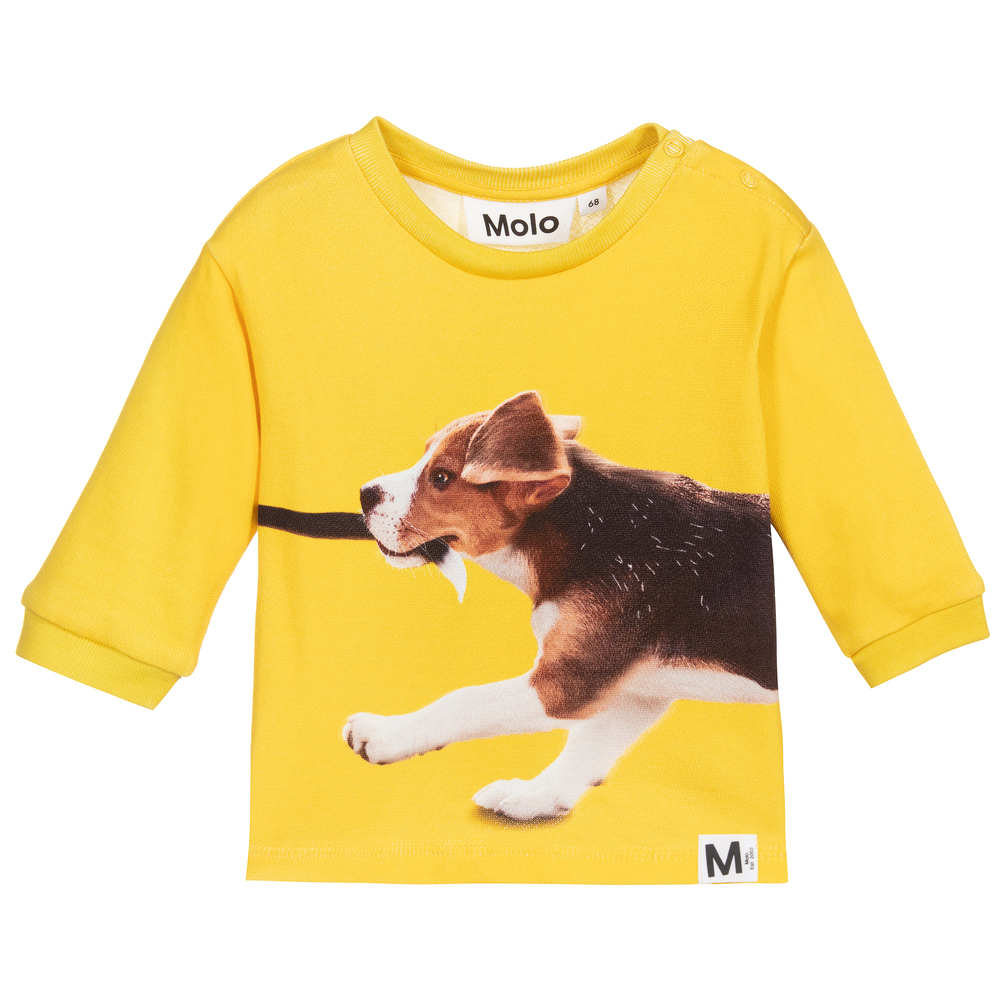 Molo - Yellow Cotton Dog Sweatshirt | Childrensalon