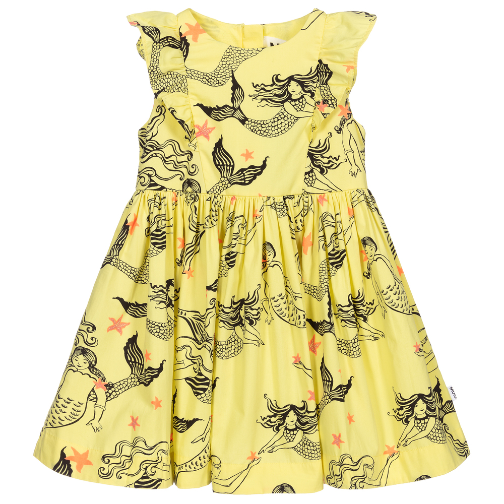Molo - Желтое хлопковое платье с русалками | Childrensalon