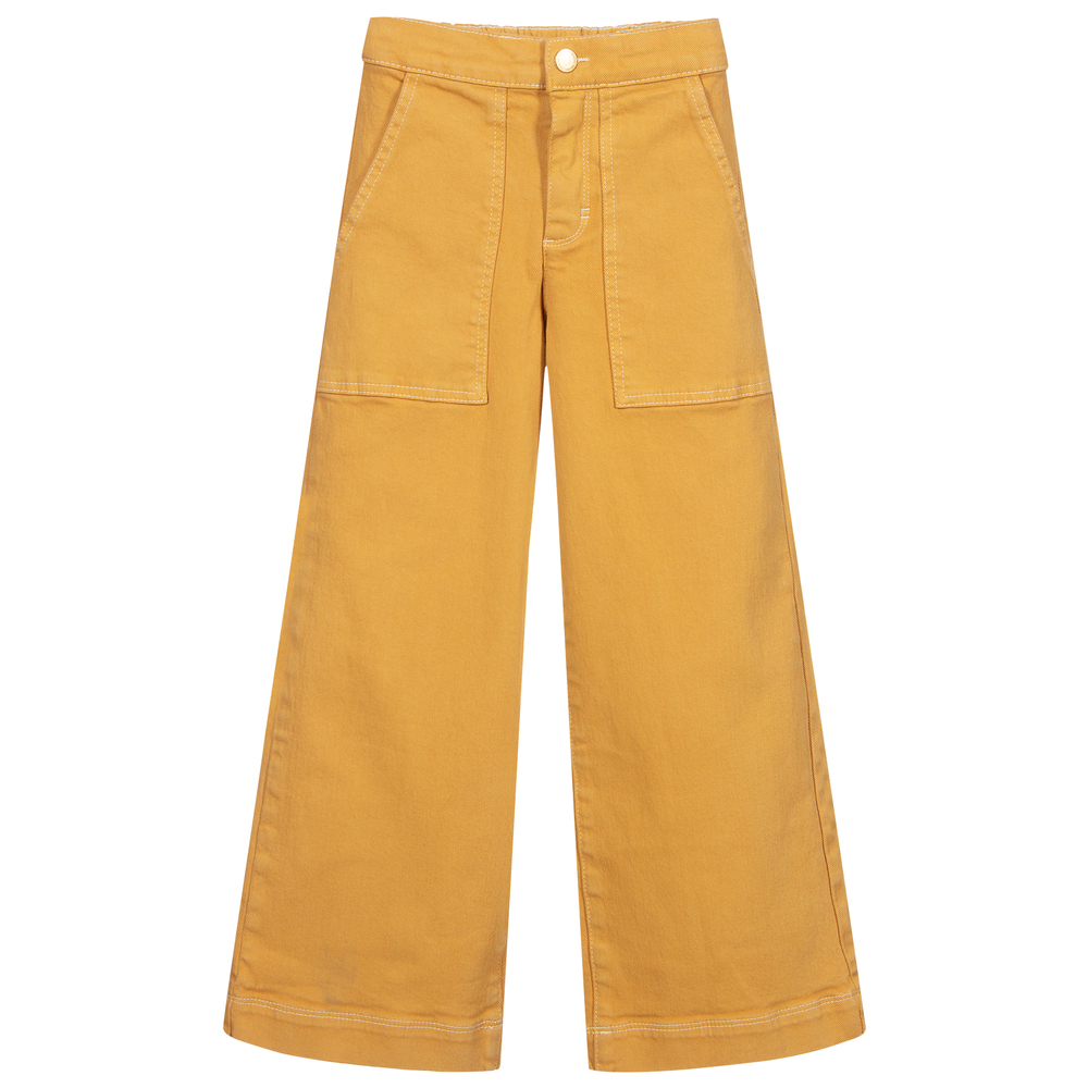 Molo - Yellow Cotton Wide Leg Trousers | Childrensalon