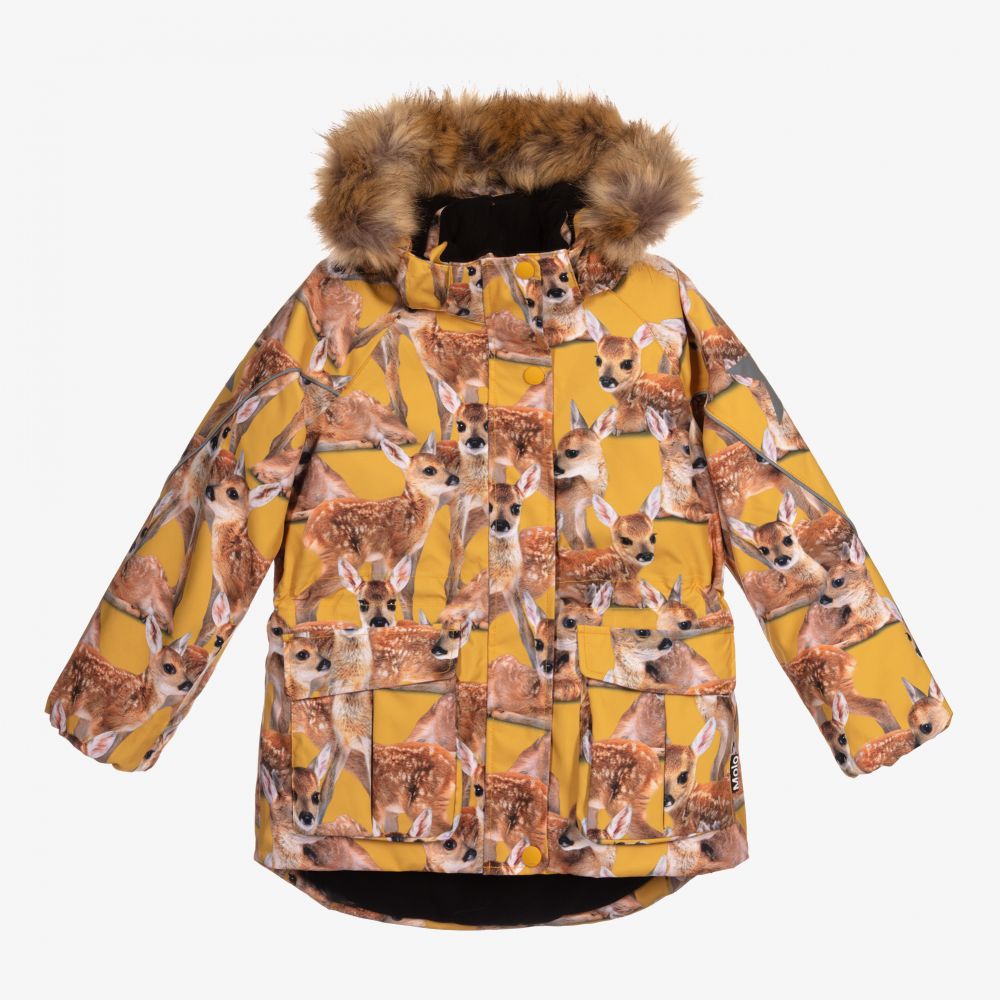 Molo - Gelbe Skijacke mit Rehkitz-Print | Childrensalon