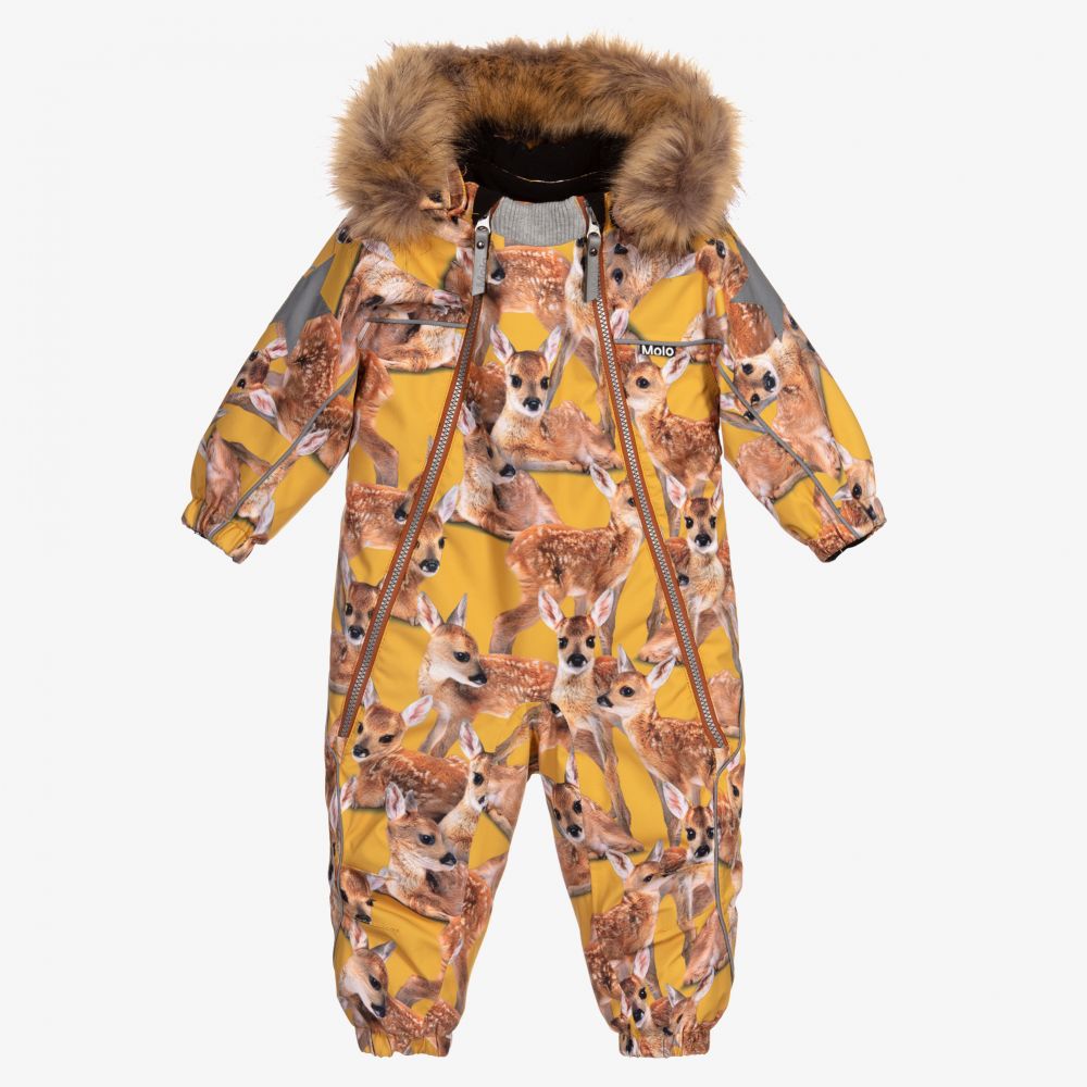 Molo-Желтый зимний комбинезон с оленятами | Childrensalon Outlet