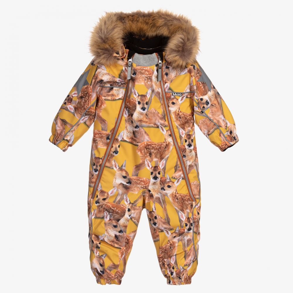 Molo - Yellow Fawns Snowsuit  | Childrensalon