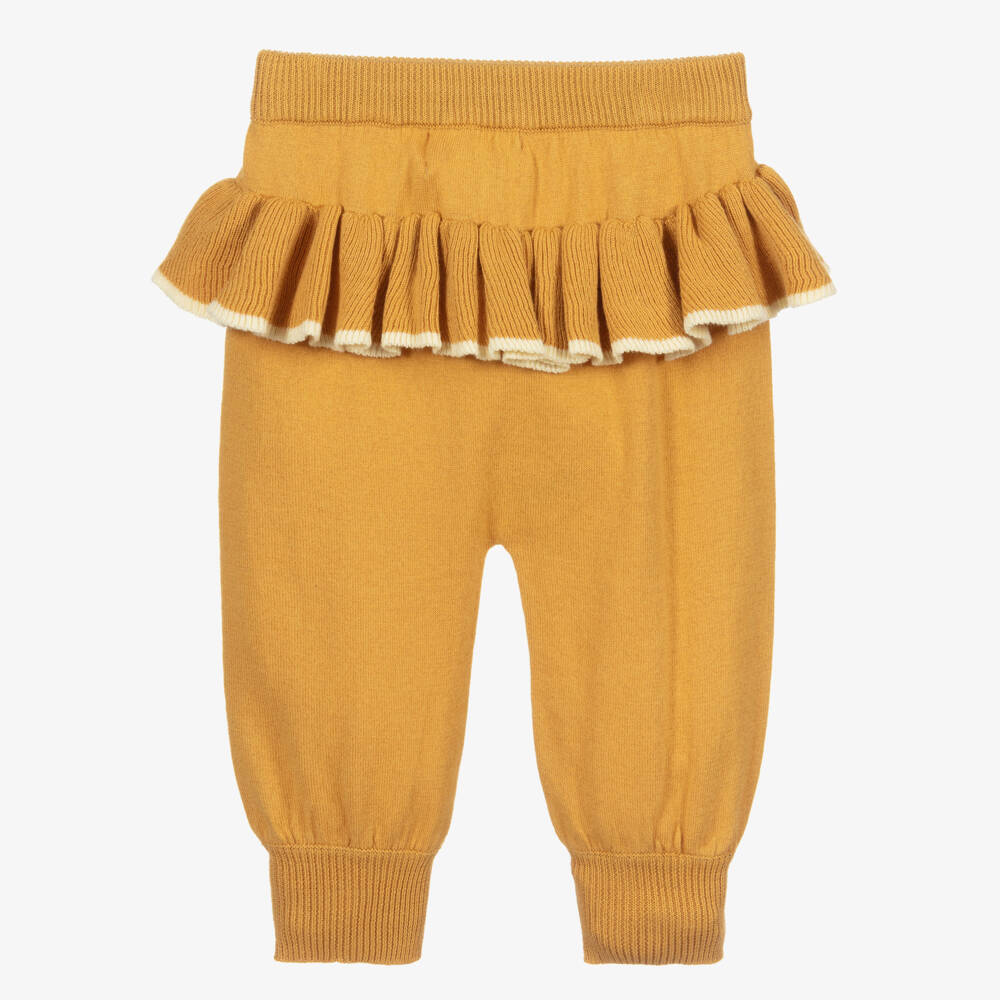 Molo-Yellow Knitted Cotton Trousers | Childrensalon Outlet