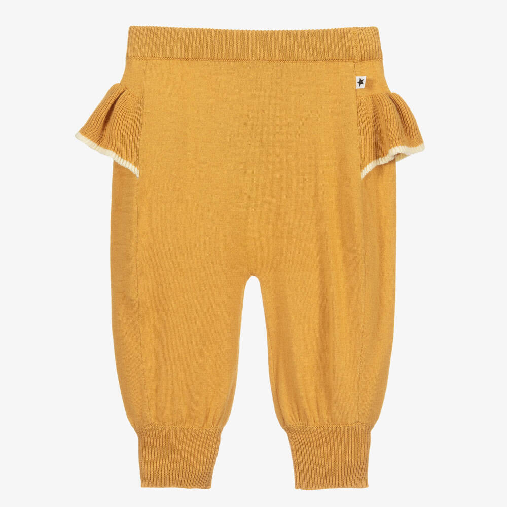 Molo-بنطلون أطفال بناتي قطن محبوك لون أصفر | Childrensalon Outlet