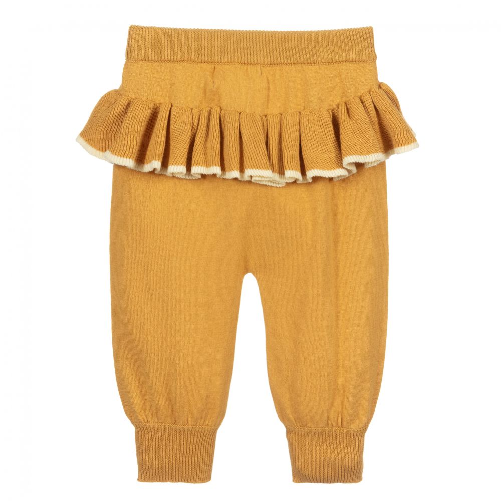 Molo-Yellow Knitted Cotton Trousers | Childrensalon Outlet
