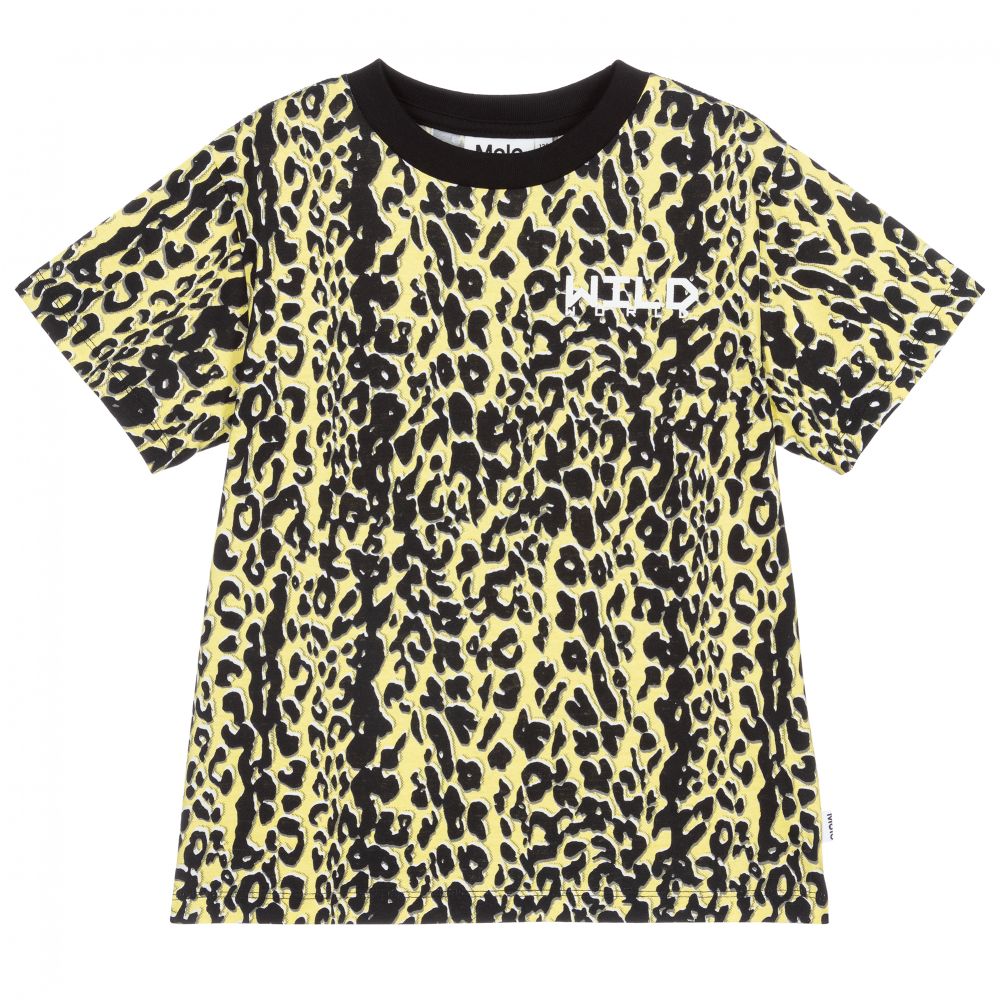 Molo - Yellow Leopard Print T-Shirt | Childrensalon