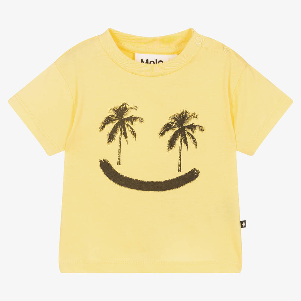Molo - Gelbes T-Shirt mit Smiley-Palmen  | Childrensalon