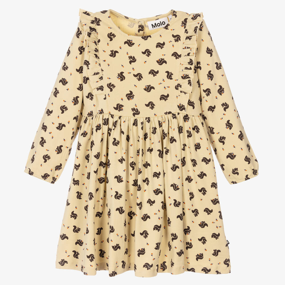 Molo - Yellow Squirrel Cotton Dress | Childrensalon