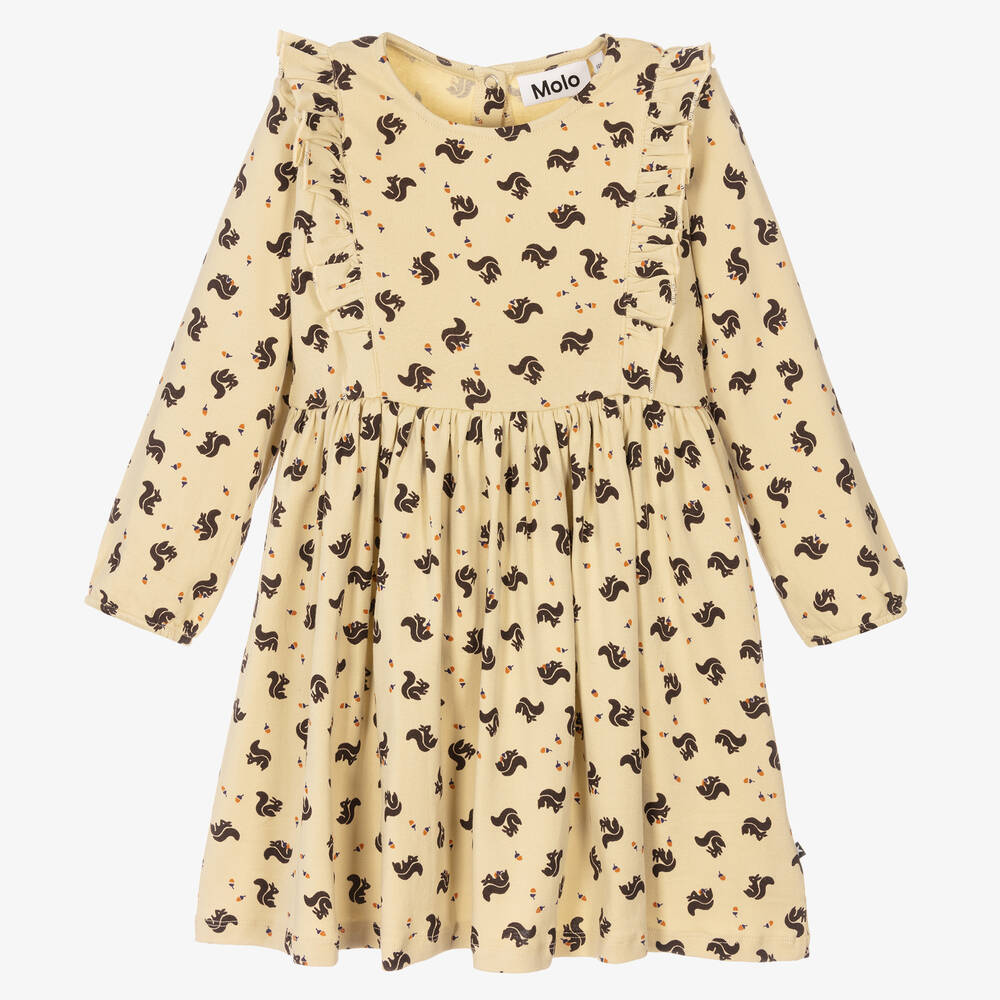 Molo - Robe jaune en coton Écureuil | Childrensalon