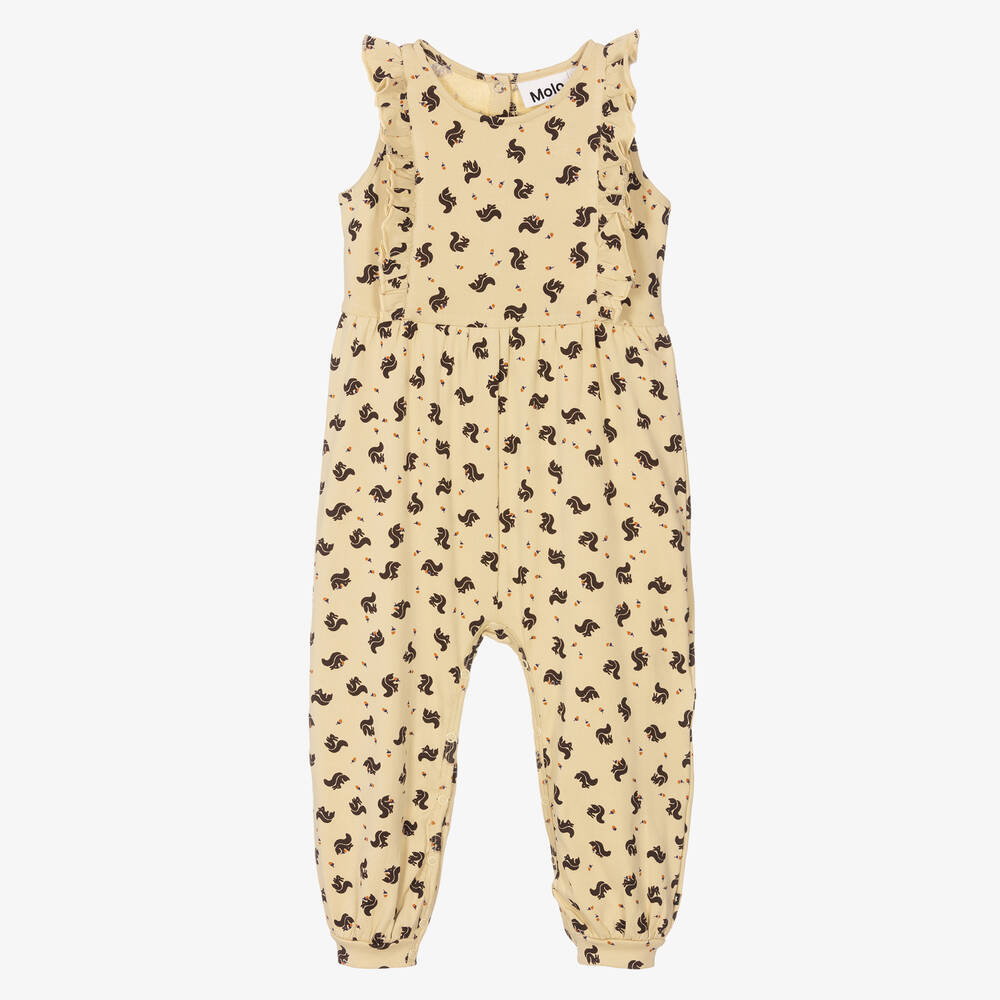 Molo - Yellow Squirrel Cotton Jumpsuit | Childrensalon