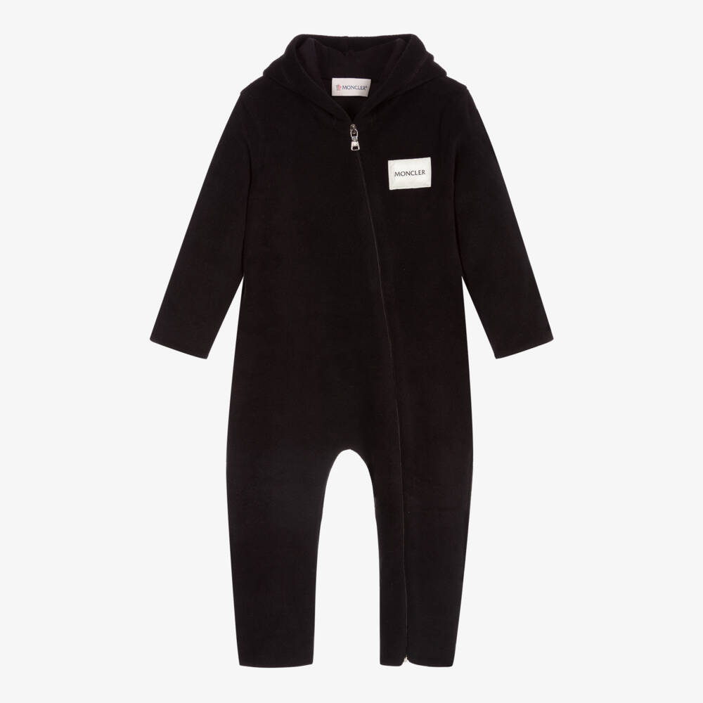 Moncler Enfant-Black Cozy Fleece Romper | Childrensalon Outlet
