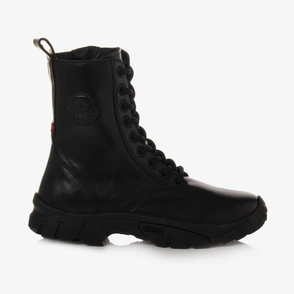 Moncler Enfant-أحذية مغامرات جلدية سوداء | Childrensalon Outlet