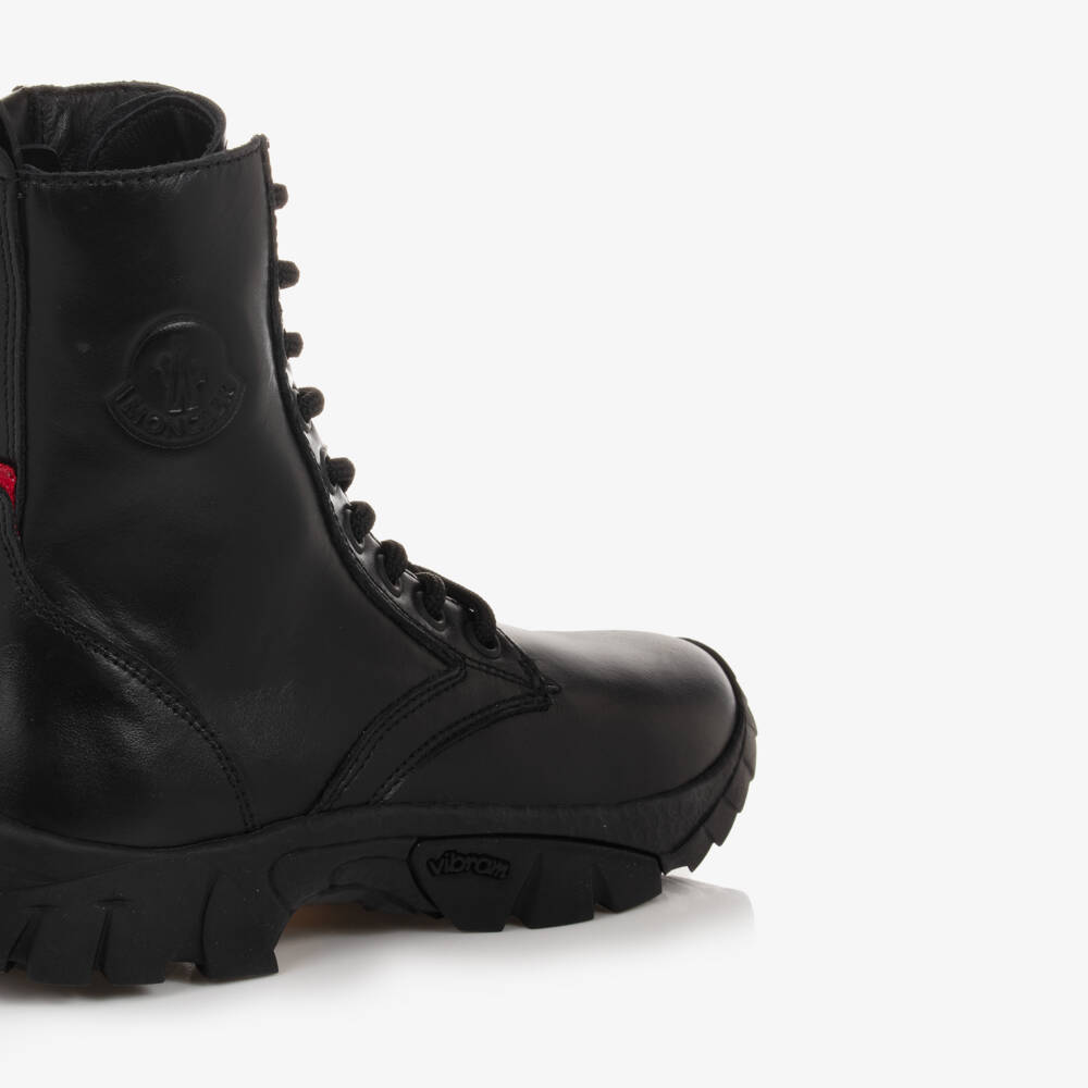 Moncler Enfant-أحذية مغامرات جلدية سوداء | Childrensalon Outlet