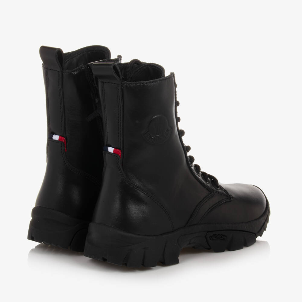 Moncler Enfant-أحذية مغامرات جلدية سوداء | Childrensalon Outlet