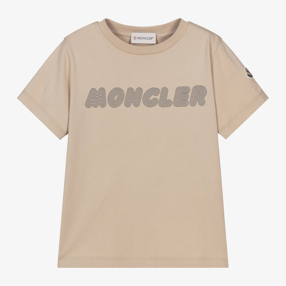 Moncler Enfant-Boys Beige Cotton T-Shirt | Childrensalon Outlet