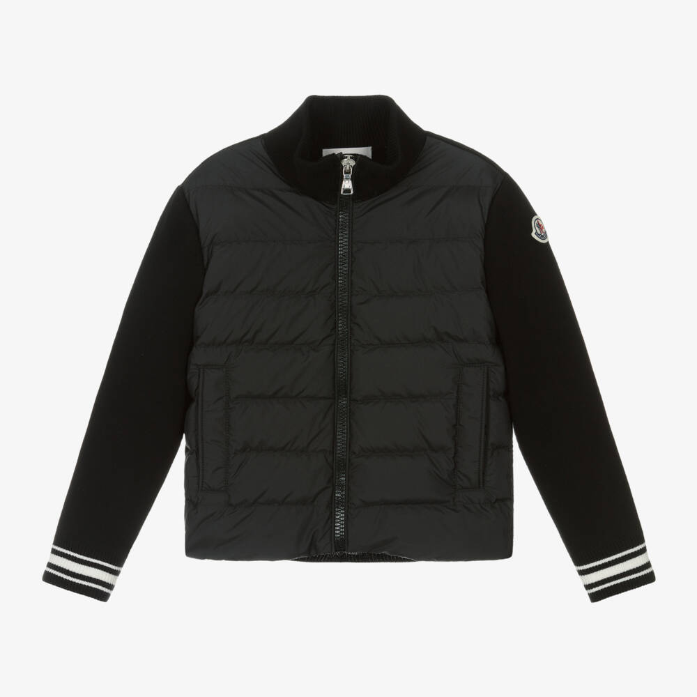 Moncler Enfant-Boys Black Cotton Knit Zip-Up Top | Childrensalon Outlet