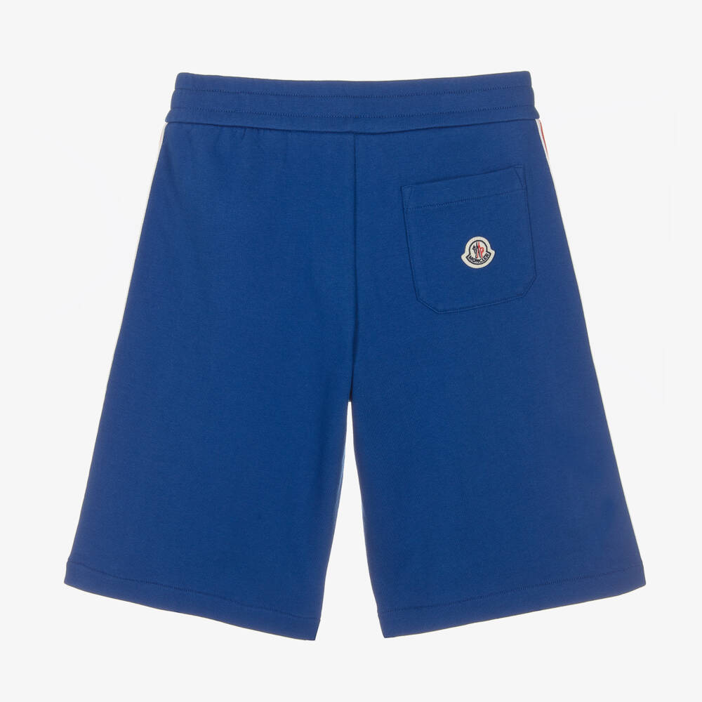 Moncler Enfant-شورت قطني أزرق للأولاد مع حواف بشعار | Childrensalon Outlet