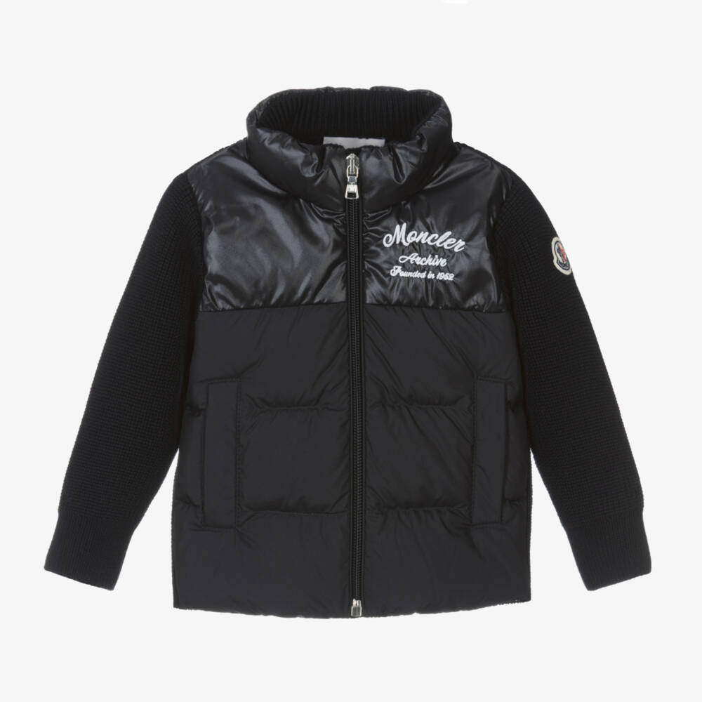 Moncler Enfant-Boys Blue Down Knit Cardigan | Childrensalon Outlet