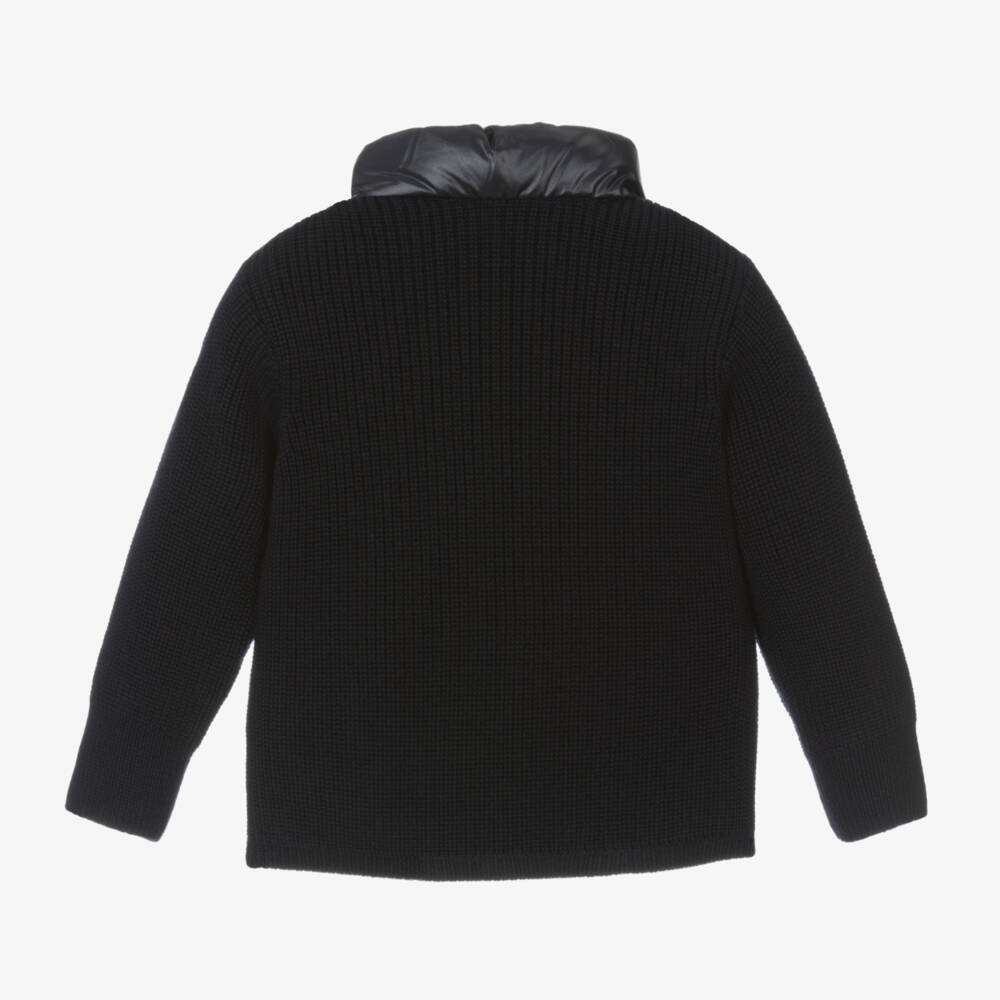 Moncler Enfant-Boys Blue Down Knit Cardigan | Childrensalon Outlet