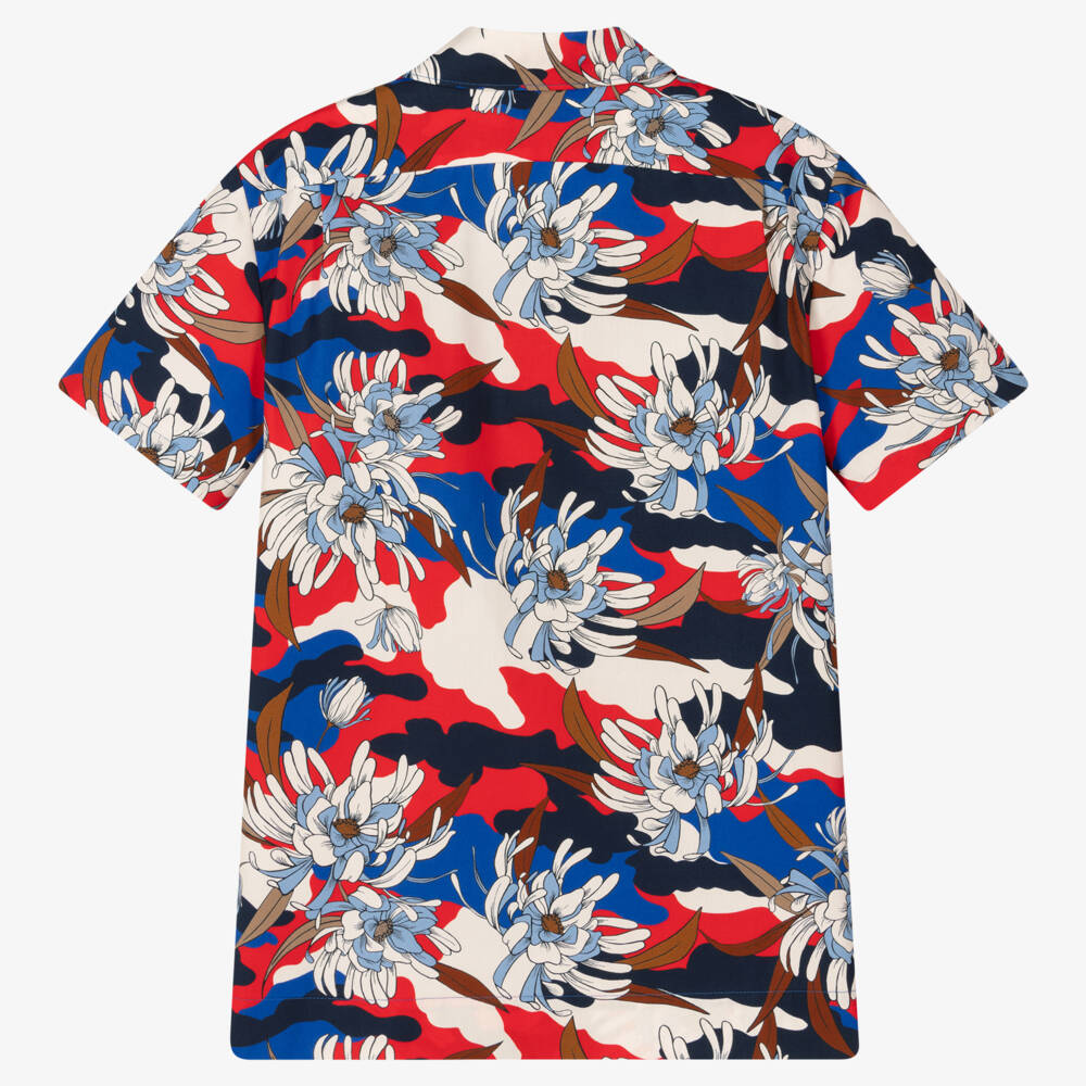 Moncler Enfant-قميص أزرق بنقشة هاواي للأولاد | Childrensalon Outlet