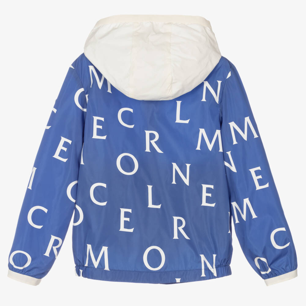 Moncler Enfant-جاكيت واقي من الرياح للأولاد بلون أزرق مع قبعة | Childrensalon Outlet