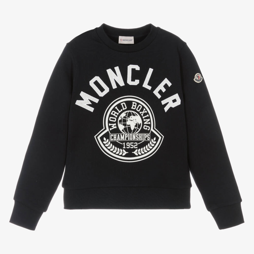 Moncler Enfant-سويت شيرت قطني كحلي دافئ للأولاد | Childrensalon Outlet