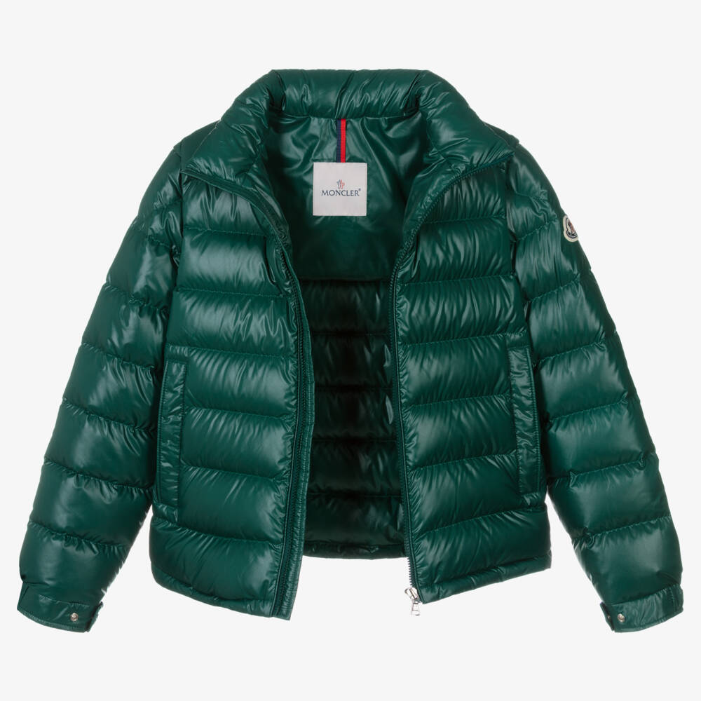 Moncler Enfant-جاكيت بويز منفوخ زمردي | Childrensalon Outlet
