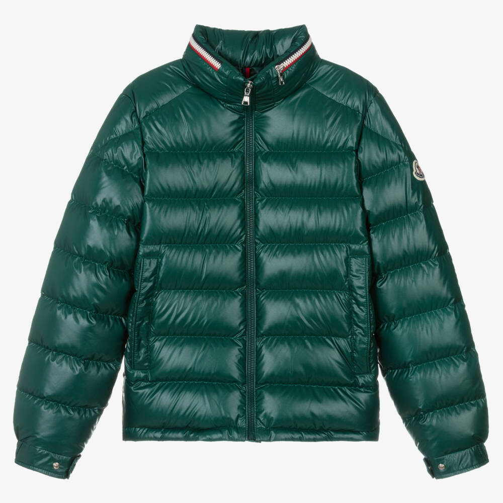 Moncler Enfant-جاكيت بويز منفوخ زمردي | Childrensalon Outlet