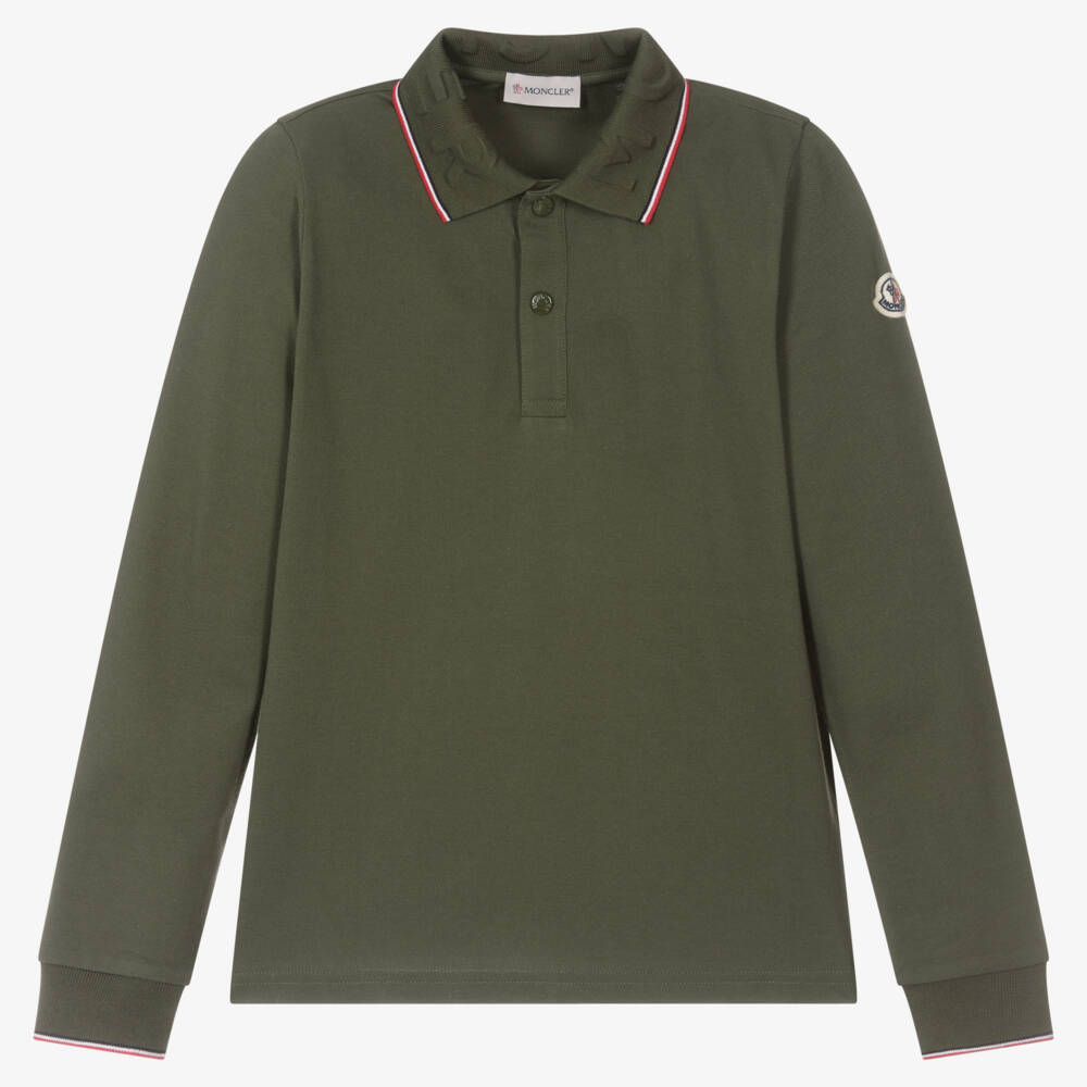Moncler Enfant-Boys Green Cotton Piqué Polo | Childrensalon Outlet
