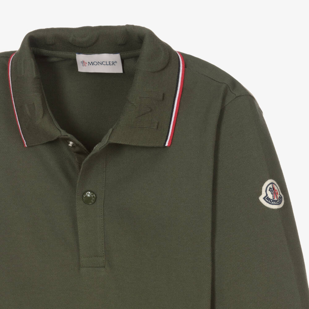 Moncler Enfant-Boys Green Cotton Piqué Polo | Childrensalon Outlet