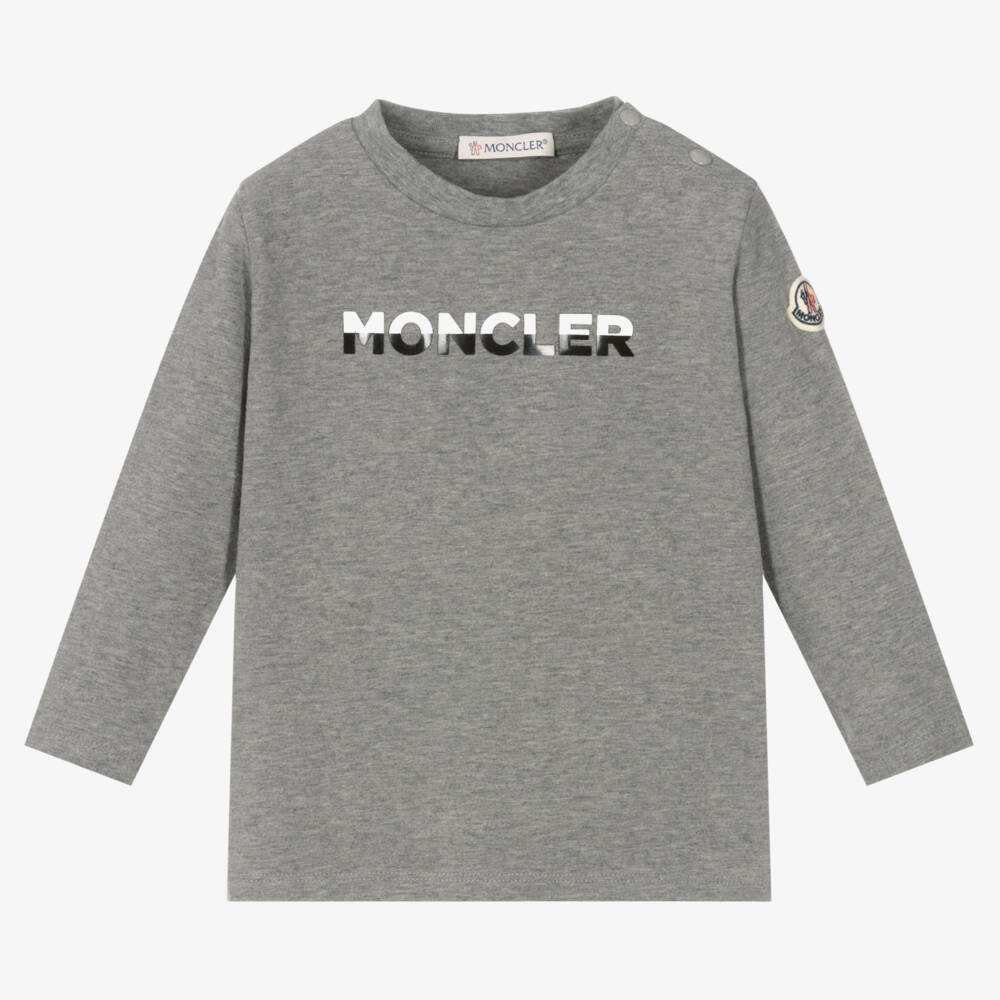 Moncler Enfant-Boys Grey Cotton Jersey Top | Childrensalon Outlet