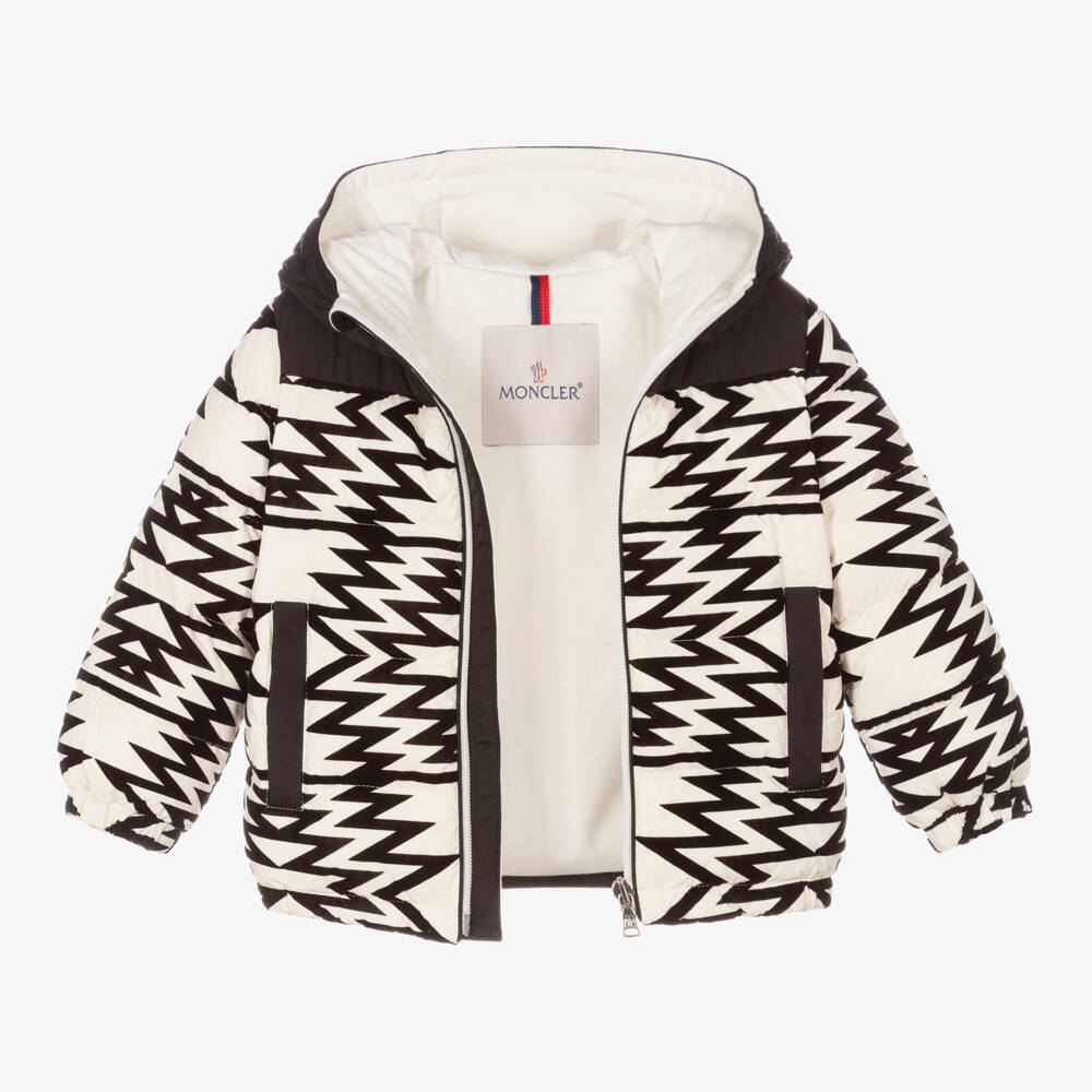 Moncler Enfant-Boys Ivory and Black Puffer Jacket | Childrensalon Outlet