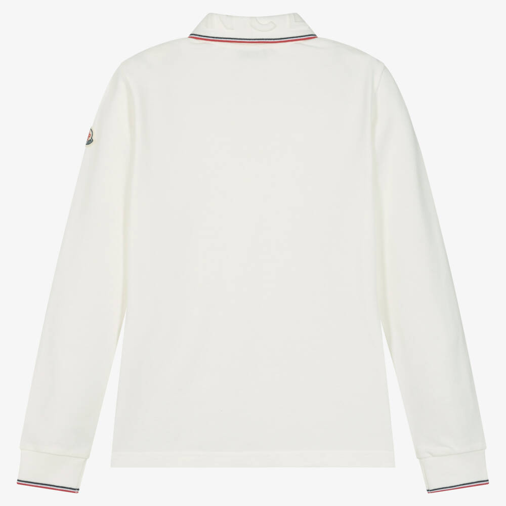Moncler Enfant-Boys Ivory Cotton Long Polo Shirt | Childrensalon Outlet