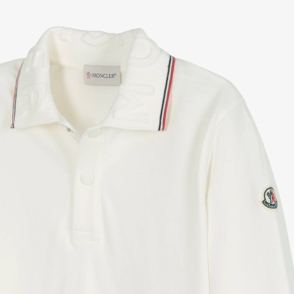 Moncler Enfant-Boys Ivory Cotton Long Polo Shirt | Childrensalon Outlet
