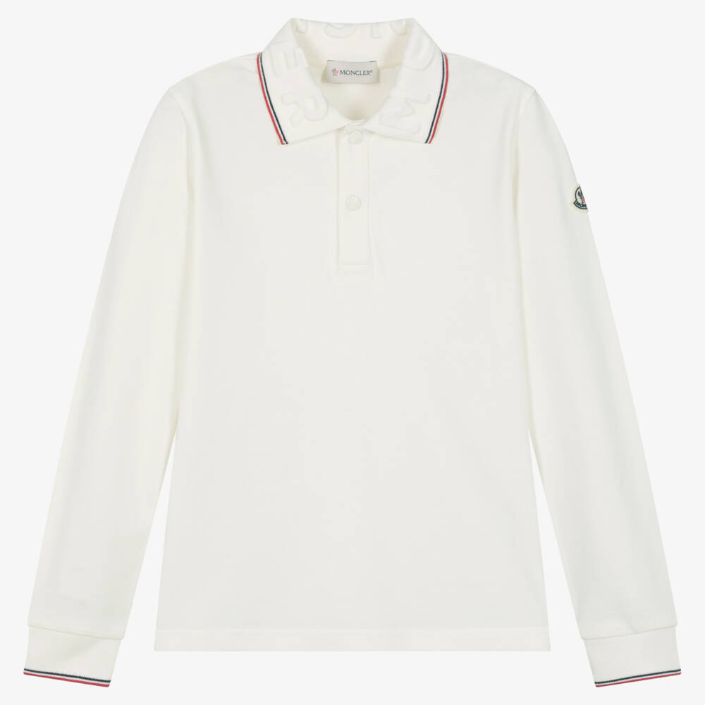 Moncler Enfant-Boys Ivory Cotton Long Polo Shirt | Childrensalon Outlet