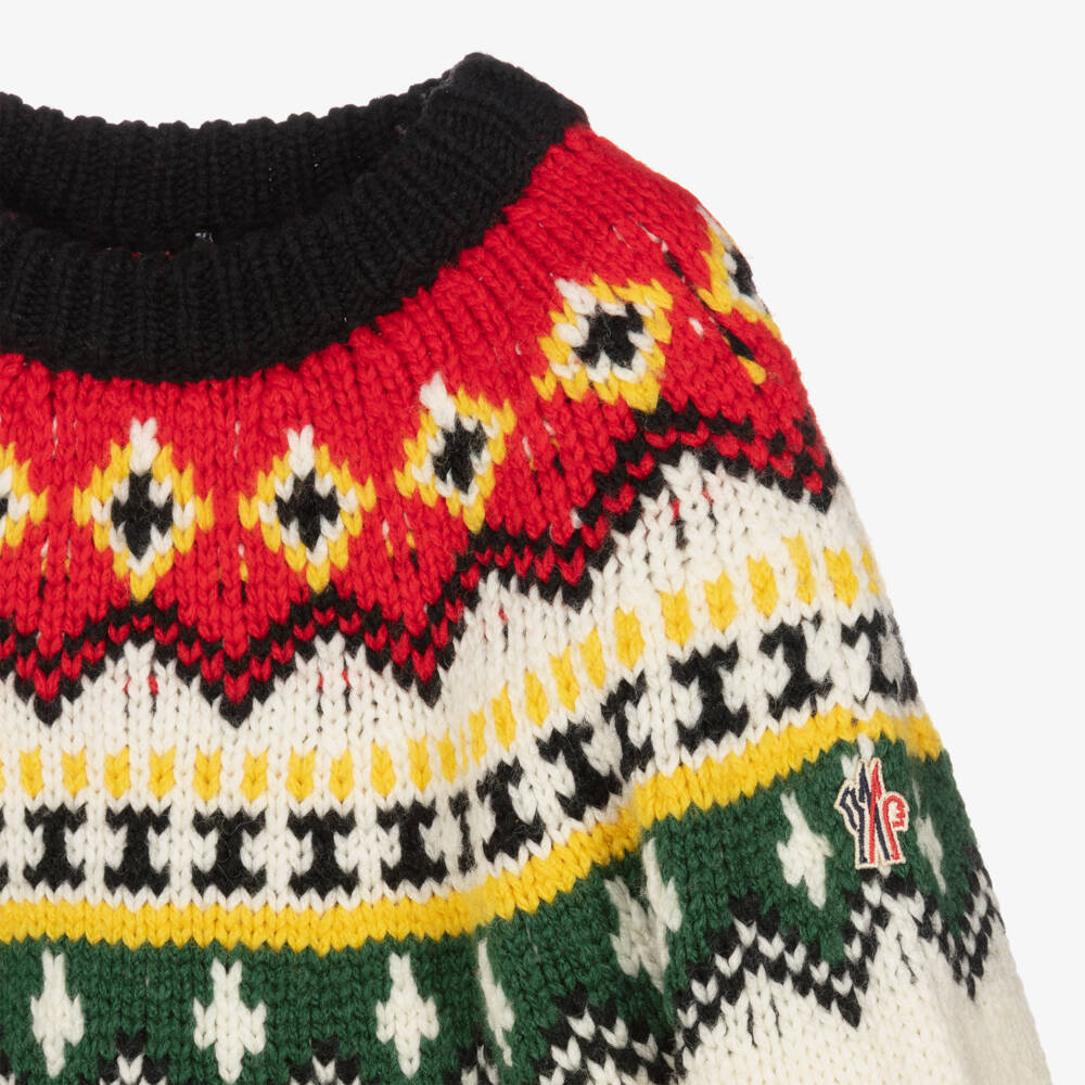 Moncler Enfant-Boys Ivory Fair Isle Wool Sweater | Childrensalon Outlet