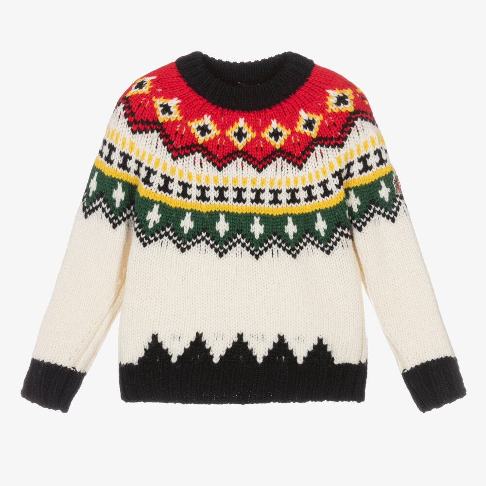 Moncler Enfant-Boys Ivory Fair Isle Wool Sweater | Childrensalon Outlet