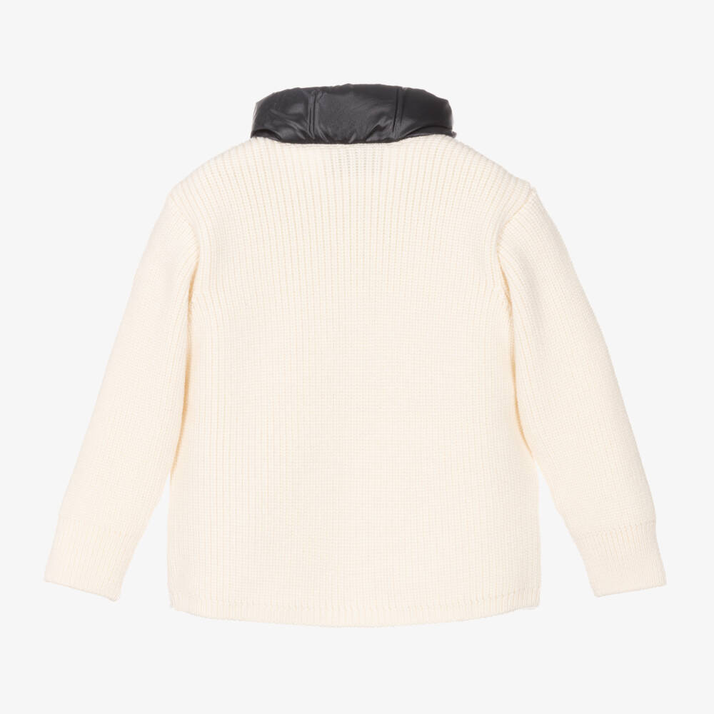 Moncler Enfant-Boys Ivory Knit Padded Cardigan | Childrensalon Outlet