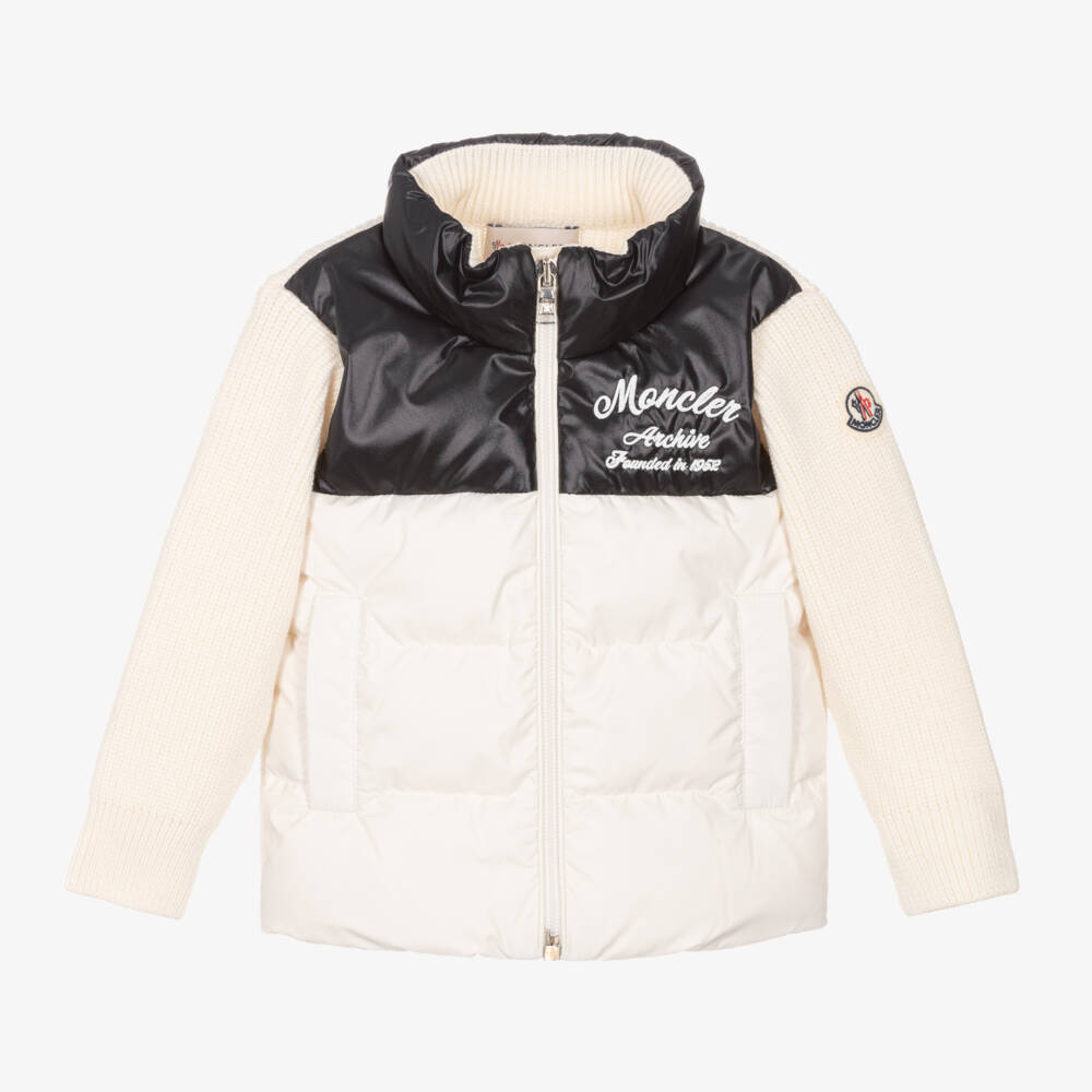 Moncler Enfant-Boys Ivory Knit Padded Cardigan | Childrensalon Outlet