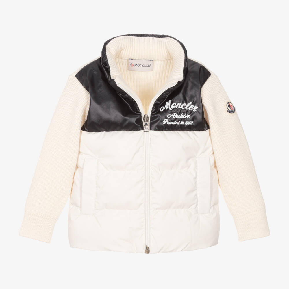 Moncler Enfant-Boys Ivory Knit Padded Cardigan | Childrensalon Outlet