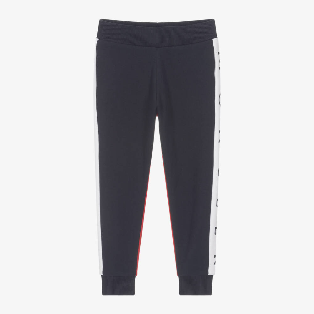 Moncler Enfant-Boys Navy and Red Cotton Joggers | Childrensalon Outlet