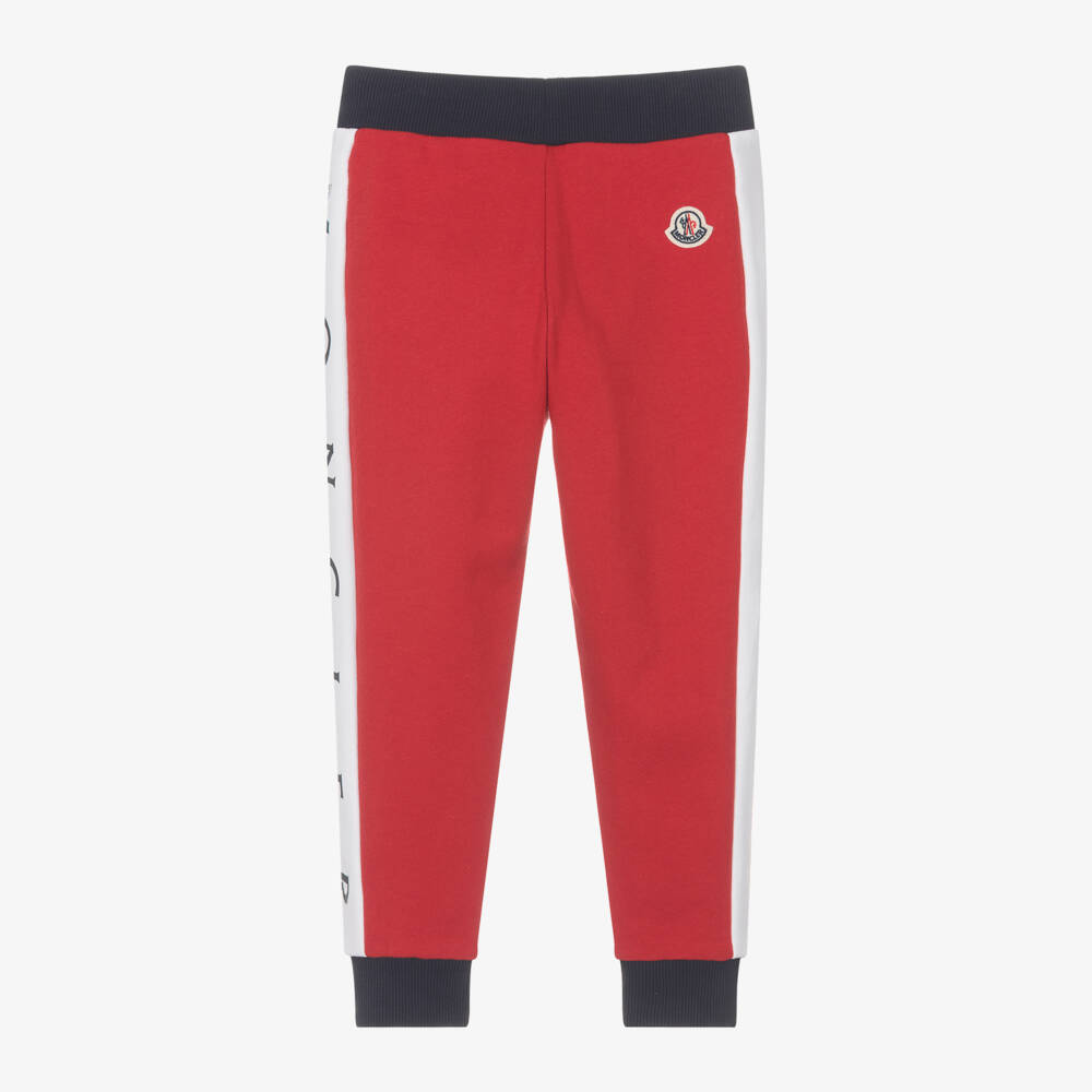 Moncler Enfant-Boys Navy and Red Cotton Joggers | Childrensalon Outlet
