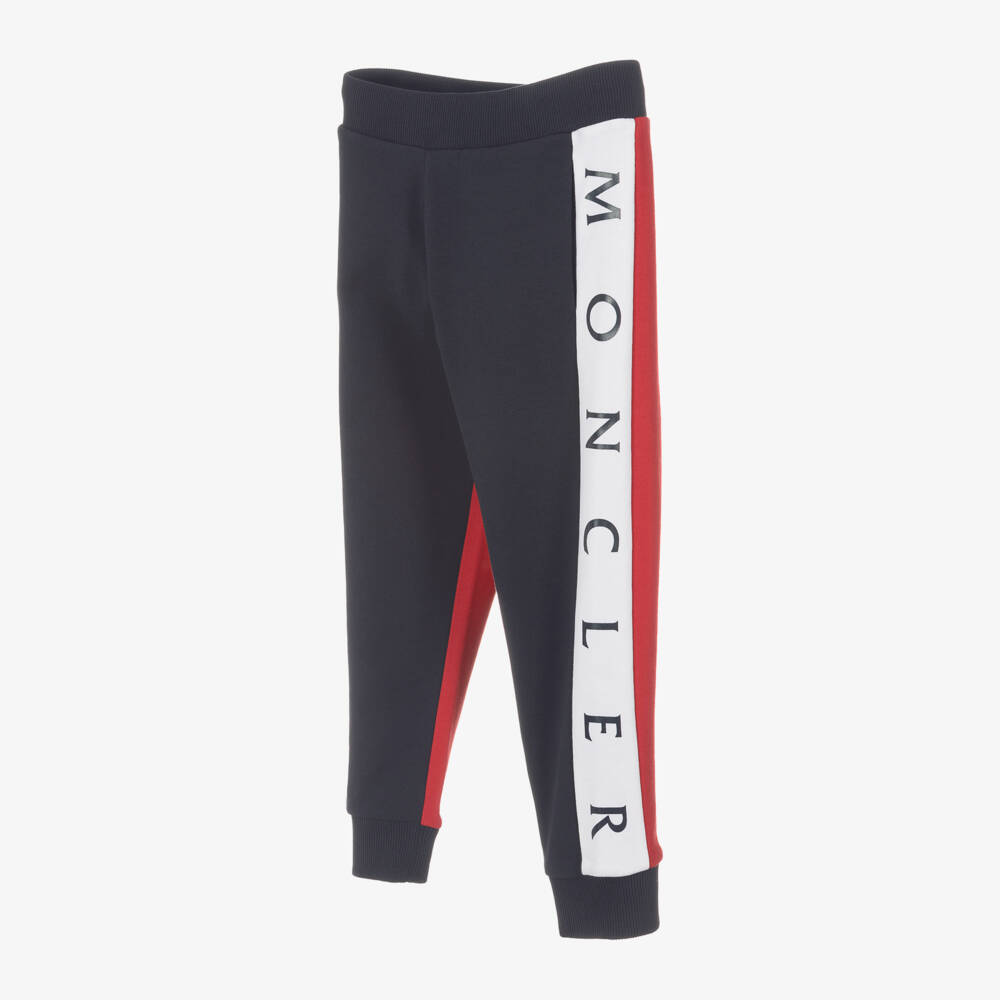 Moncler Enfant-Boys Navy and Red Cotton Joggers | Childrensalon Outlet