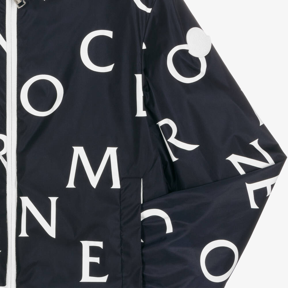 Moncler Enfant-جاكيت واقي من الرياح للأولاد بلون أزرق بحري | Childrensalon Outlet