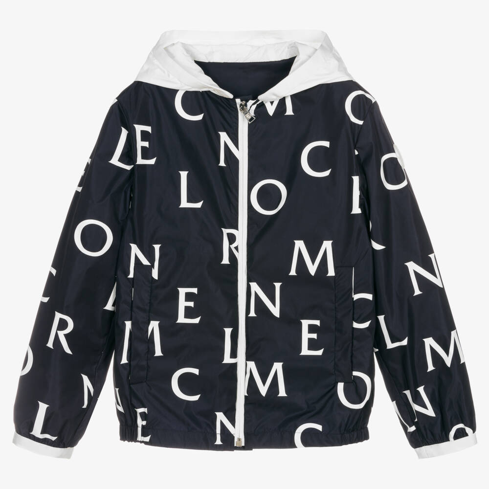 Moncler Enfant-جاكيت واقي من الرياح للأولاد بلون أزرق بحري | Childrensalon Outlet