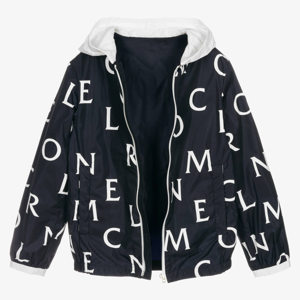 Moncler Enfant-جاكيت واقي من الرياح للأولاد بلون أزرق بحري | Childrensalon Outlet