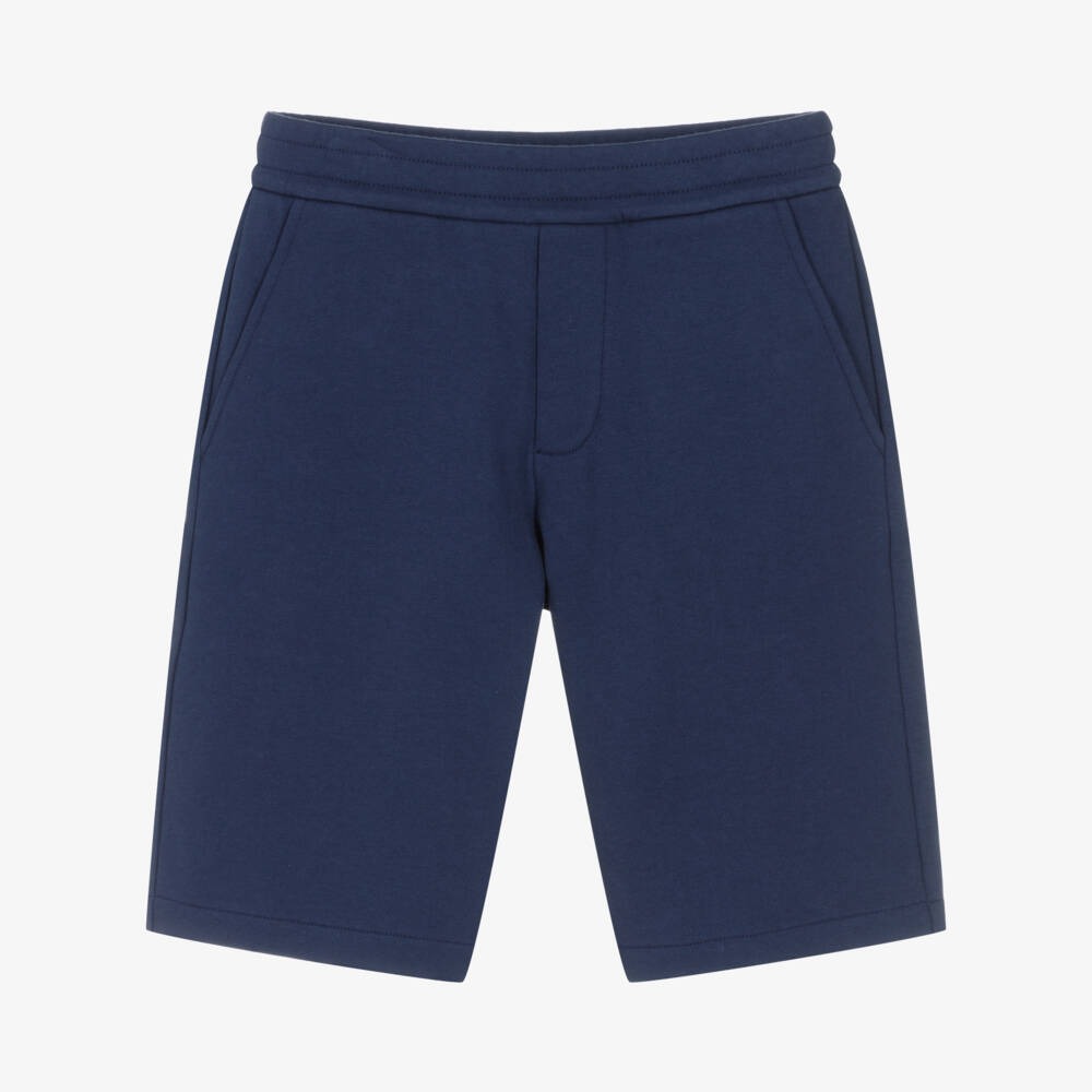 Moncler Enfant-شورت قطني أزرق داكن للأولاد بشعار | Childrensalon Outlet