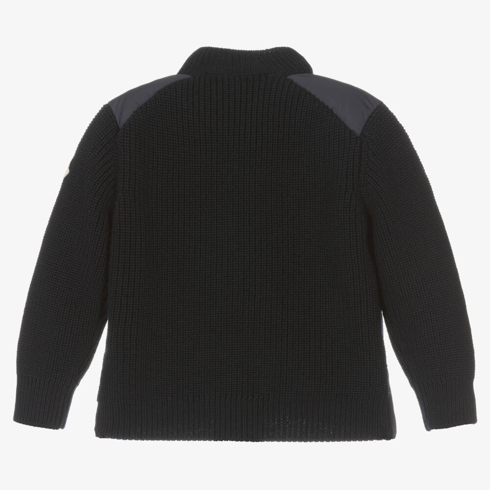 Moncler Enfant-Boys Navy Knitted Puffer Jacket | Childrensalon Outlet